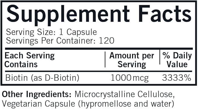 d-Biotin 1000 mcg Capsules - Hypo - 120 count