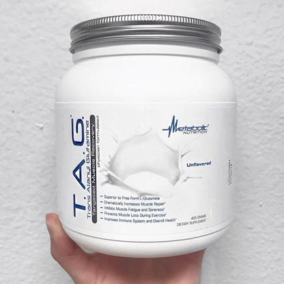 Metabolic Nutrition, TAG, Trans Alanyl Glutamine, 100% L-Glutamine Peptide Powder, Pre Intra Post Workout Supplement, 400 Grams (40 Servings) (Fruit Punch)