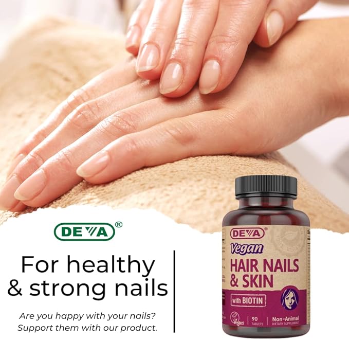 DEVA Vegan Hair, Nails & Skin Vitamins & Minerals with Biotin, Supplement, 90 Tablets
