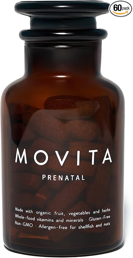 Movita Prenatal Multivitamin – Organic Fermented Whole Foods for Healthy Pregnancy, Fetal Development & Postnatal Support – Vegan, Gluten-Free, Non-GMO, 30-Day Supply (Glass Bottle)