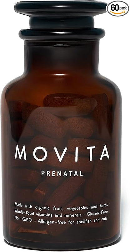 Movita Prenatal Multivitamin – Organic Fermented Whole Foods for Healthy Pregnancy, Fetal Development & Postnatal Support – Vegan, Gluten-Free, Non-GMO, 30-Day Supply (Glass Bottle)