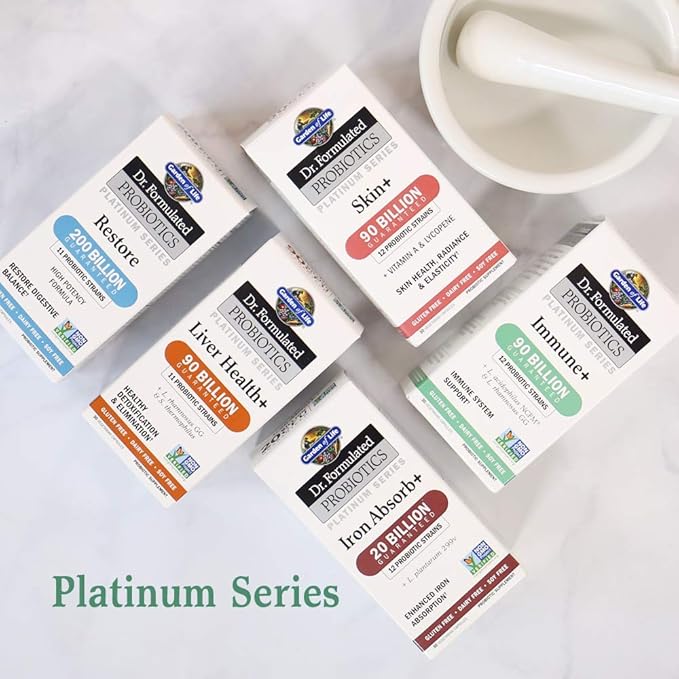Garden of Life Dr. Formulated Probiotics Platinum Series Immune+ 90 Billion CFU Guaranteed, One a Day Probiotic Supplement Acidophilus & Rhamnosus, Vegan, Non-GMO Immune System Support, 30 Capsules