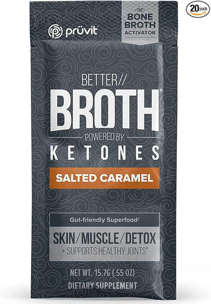 Pruvit Better Broth Salted Caramel for Joint Support, Muscle Recovery and for Improving The Appearance of Skin and Hair - 20 Count