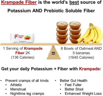 Fiber 2K High Soluble Fiber, High Potassium, Magnesium Supplement Drink Powder Mix - 2X More Fiber | Reduce Cramps | (Lemon Lime, 19 Serving Bulk Pouch)