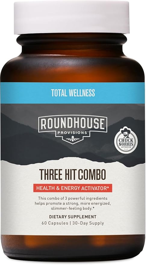 Three Hit Combo – Burn Fat, Boost Energy, and Support Wellness with Berberine, Gynostemma, and Quercetin. 30-Day Supply (60 Capsules) Weight Management by Chuck Norris
