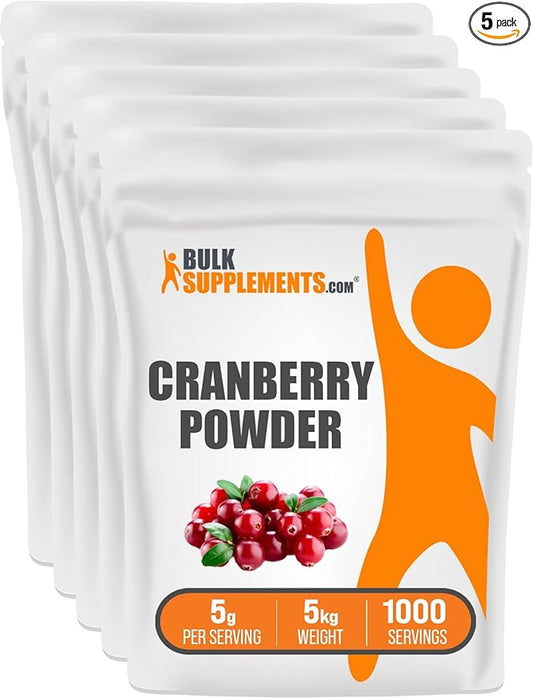 BulkSupplements.com Cranberry Powder - Cranberry Supplements for Women & Men, Dried Cranberries Unsweetened - for Urinary Tract Health, Gluten Free & Sugar Free, 5g per Serving, 5kg