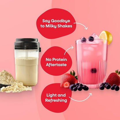 Jive Protein Hydrator Clear Protein Powder - 25 Servings, 22g Protein, 110 Calories & w/Electrolytes - Strawberry Acai Lemonade - Grass Fed Clear Whey Isolate Protein - Clear Whey Protein Powder