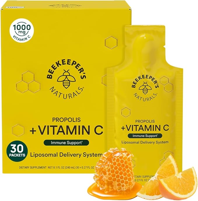 Beekeeper's Naturals Propolis Liposomal with Vitamin C Effective Bio-Available Immune Support Delivery, 30 Ct