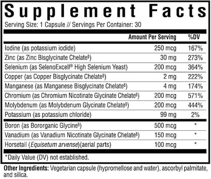 Seeking Health Trace Minerals Complex - Includes 10 Essential Trace Minerals - Mineral Supplement Supports Immune & Nervous System - Iron-Free - 30 Capsules