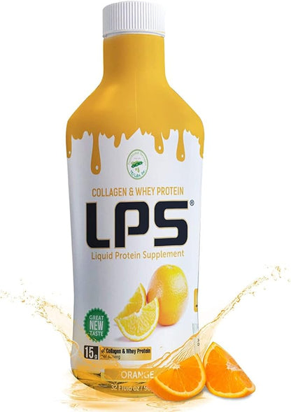 Nutritional Designs Sugar-Free Liquid Collagen & Whey Protein Supplement - Non-GMO Drink - Promotes Healthy Skin & Hair for Men & Women (Orange)