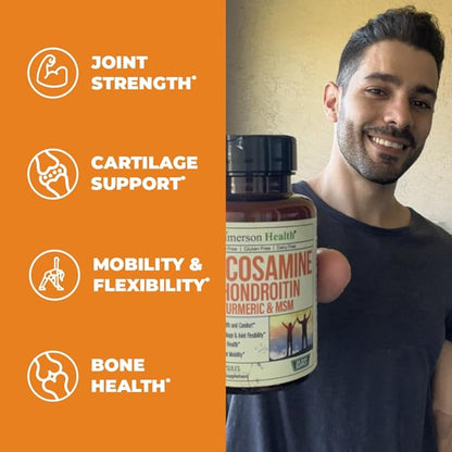 Glucosamine Chondroitin MSM and Turmeric Supplement - Joint Support Supplement for Women & Men with Boswellia & Glucosamine Sulfate 1500mg. Used for Cartilage & Joint Health & Flexibility - 2 Pack