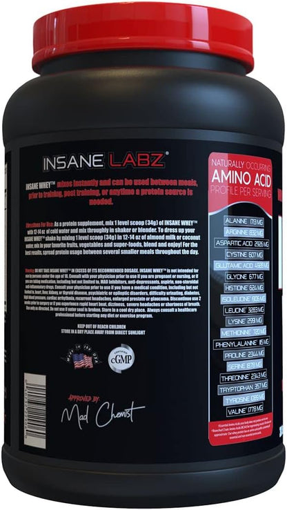 Insane Labz Insane Whey,100% Muscle Building Whey Protein, BCAA Amino Profile, Mass Gainer, Meal Replacement (Vanilla, 30 Servings)