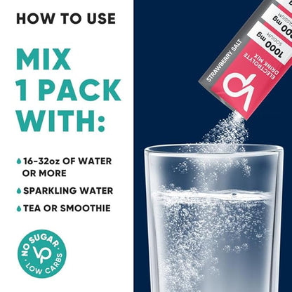 Venture Pal High Sodium Sugar Free Electrolytes Powder Packet - Hydration Packets with Sodium, Potassium & Magneisum | Zero Calories | Vegan | Keto & Paleo Friendly Electrolyte Drink Mix | 30 Stick