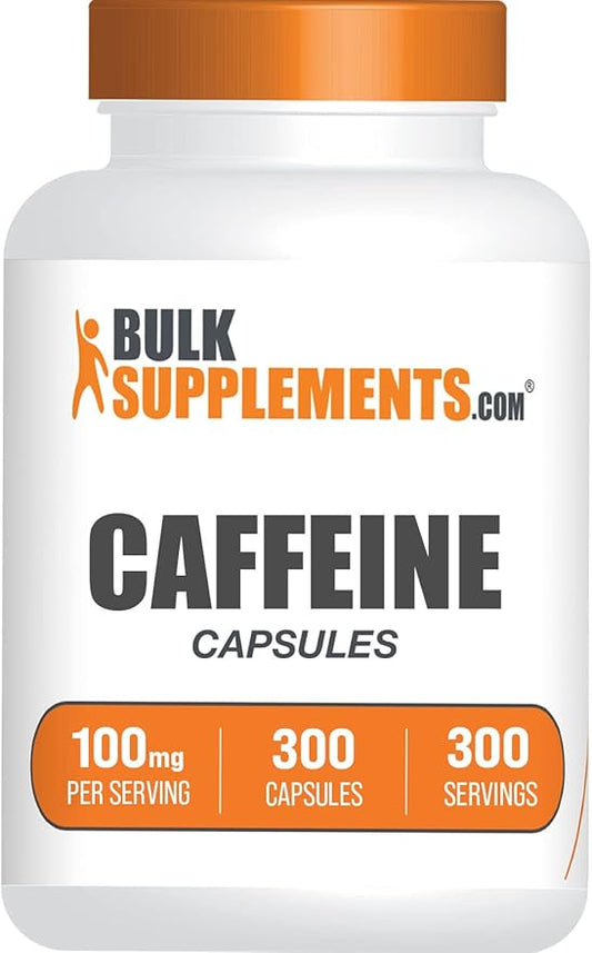BulkSupplements.com Caffeine 100mg Capsules - Caffeine Supplements, Caffeine Pills 100mg - for Energy Support, 1 Caffeine Capsule per Serving, 300 Capsules (Pack of 1)