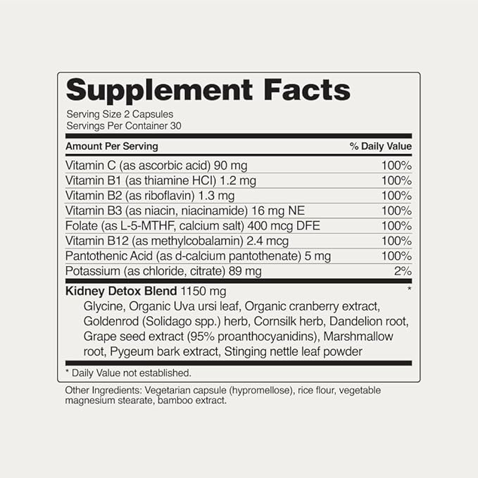 Snap Supplements Kidney Health Support, Kidney Cleanse Detox & Repair Formula, Uva Ursi Capsules, Kidney Supplement Kidney Restore, 15 Vitamins Plants & Herbs (60 Capsules)
