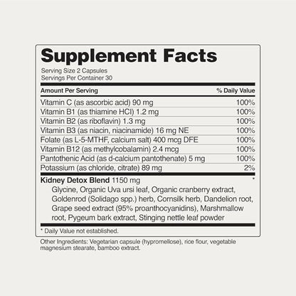 Snap Supplements Kidney Health Support, Kidney Cleanse Detox & Repair Formula, Uva Ursi Capsules, Kidney Supplement Kidney Restore, 15 Vitamins Plants & Herbs (60 Capsules)