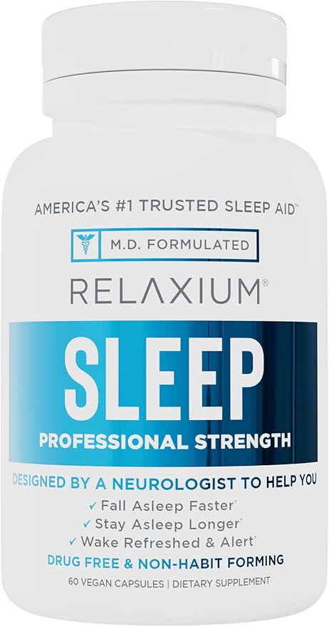 Relaxium Sleep Aid (New and Improved), Dietary Supplement, Non-Habit Forming, Supports Longer and Better Sleep, 60 Capsules, 30-Day Supply