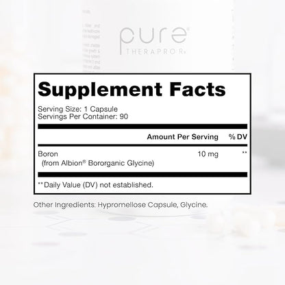 Pure TheraPro Rx Bio Boron 10mg, 3 Months Supply - Bororganic Glycine Boron for Men & Women - Premium Formula for Bone Health, Joint Flexibility, Cardiovascular Function & Immunity Support