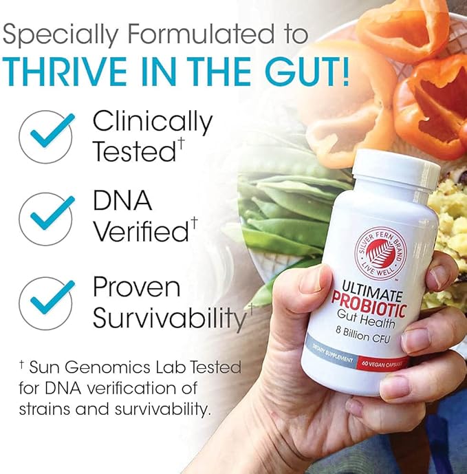 Silver Fern Ultimate Probiotic Supplement Vegicaps - Daily Metabolic Restoration, Guaranteed Survivability, DNA Verified Multi-Strain Probiotic Capsules (4 Bottles)