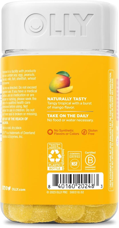 OLLY Probiotic Gummy, 1 Billion CFUs, Immune and Digestive Support, Chewable Probiotic Supplement, Mango, 80 Count
