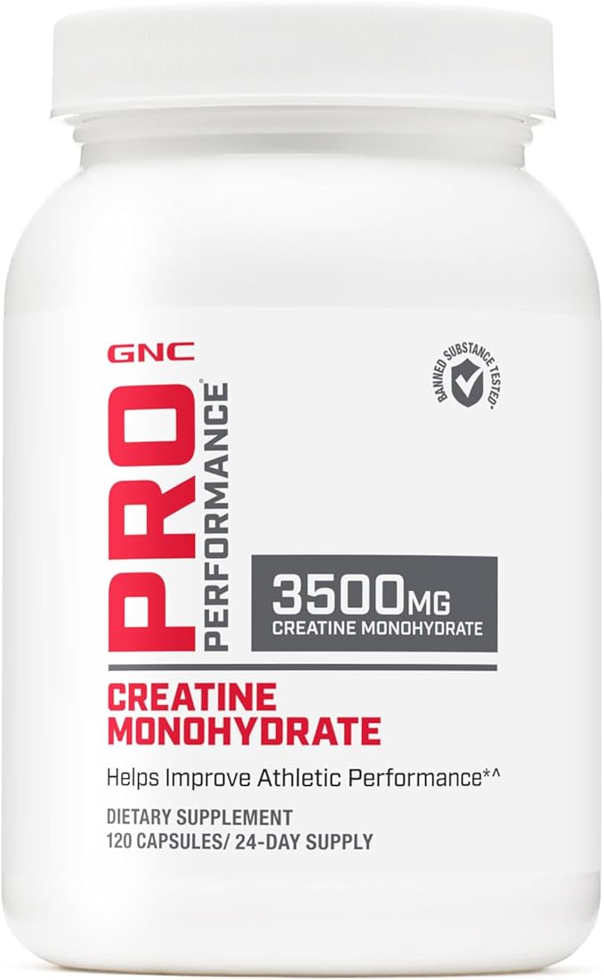 GNC Pro Performance Creatine Monohydrate Pills for Men and Women | 3500mg | Energy Production, Muscle Strength, Performance | 120 Capsules