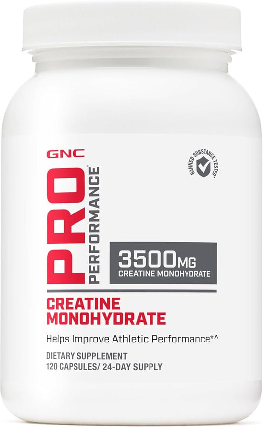 GNC Pro Performance Creatine Monohydrate Pills for Men and Women | 3500mg | Energy Production, Muscle Strength, Performance | 120 Capsules