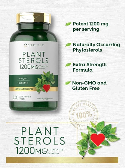Carlyle Plant Sterols 1200 mg | 240 Ultra Potent Softgel Capsules | Non-GMO and Gluten Free Supplement | with Beta Sitosterol