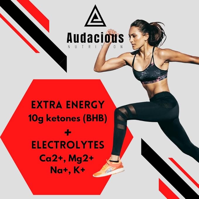 KetoStart+ | Exogenous Ketones Powder with Electrolytes for Energy, Strength & Focus | with Caffeine | Raspberry Lemonade Flavor Electrolyte Powder (10x Ketones Drink Mix Packets)