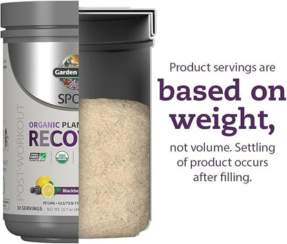 Garden of Life Sport Vegan Organic Plant Based Post Workout Muscle Recovery Powder for Men & Women - BlackBerry Lemonade 30 Servings, 100mg Magnesium, Antioxidants, Supplements, 15.7 Oz