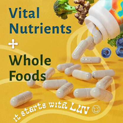 LUV Everyday™ Men's Multivitamin Men's Adult Formula Daily Nutritional Support with Iron Calcium KSM-66 Ashwaganda CoQ10 and Lycopene - Highly Bioavailable Non GMO Gluten Free Vegetarian - 60 Capsules