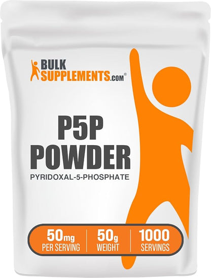 BulkSupplements.com Pyridoxal 5 Phosphate Powder - P-5-P Vitamin B6 Supplement, P-5-P 50mg - P5P Supplement, Gluten Free, 50mg of per Serving, 50g (1.8 oz) (Pack of 1)