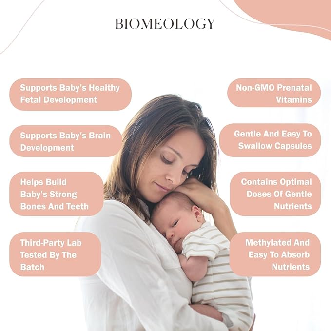 Prenatal Vitamins - Methylated Pregnancy Multivitamin with Bioavailable Nutrients – Mom & Baby Nutrition, Fetal Development w Methylfolate, Choline, Zinc, Vitamin D (120 Capsules)