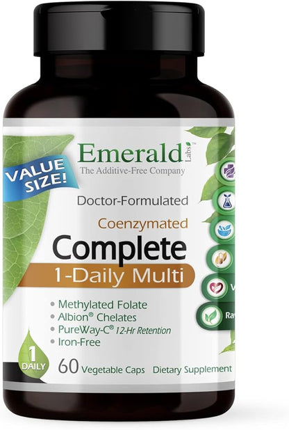 EMERALD LABS Complete 1-Daily Multi - Complete Multivitamin for Men & Women with Vitamin C, Methylated Folate, Whole-Food Blend & More for Immune Support, Bone Health & More* - 60 Vegetable Capsules