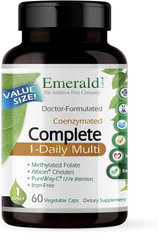 EMERALD LABS Complete 1-Daily Multi - Complete Multivitamin for Men & Women with Vitamin C, Methylated Folate, Whole-Food Blend & More for Immune Support, Bone Health & More* - 60 Vegetable Capsules