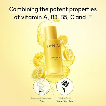 HANYUL Yuja (Yuzu) Vitamin C Face Serum | Facial Treatment with Vitamin C Capsule, Multi Vitamin for Brigtening, Taurine for Firming, 1.01 fl.oz.