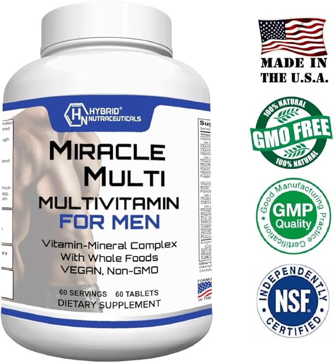 Performance Blend, Best Multivitamin for Men, Vitamin and Mineral Supplement with Probiotics, Superfood Enzyme Blend for Optimized Heart, Prostate, Stamina, Energy, Non-GMO, 60 Day Supply
