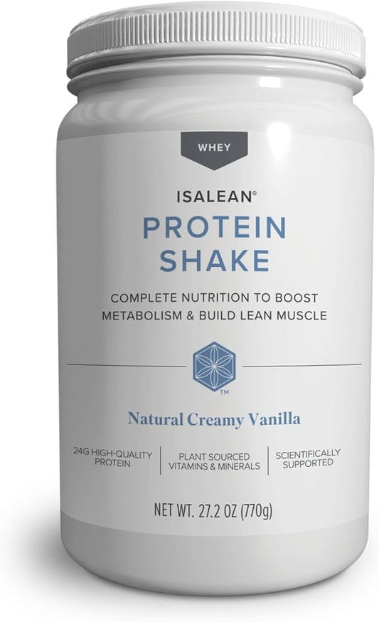 Isagenix IsaLean Shake - Complete Superfood Meal Replacement Drink Mix for Maintaining Healthy Weight and Lean Muscle Growth – (Kosher) Natural Creamy Vanilla - 14 Servings