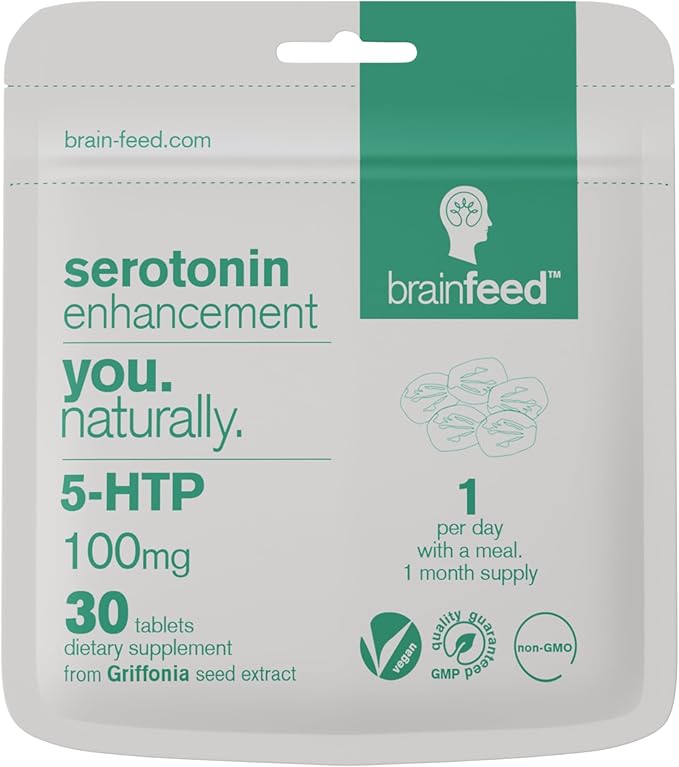 Serotonin Supplements (30) | 1-a-Day Serotonin Mood Support | 5HTP 100mg Per Tablet from Griffonia Seed Extract | Natural Serotonin Booster | 1 Month Supply