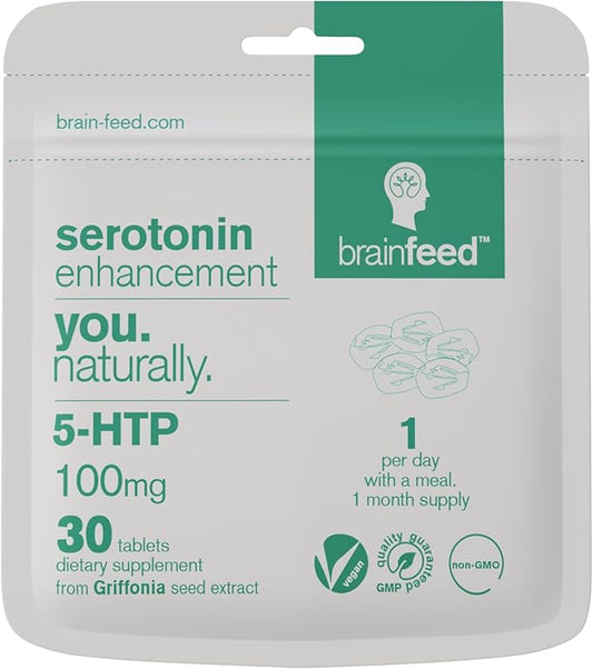 Serotonin Supplements (30) | 1-a-Day Serotonin Mood Support | 5HTP 100mg Per Tablet from Griffonia Seed Extract | Natural Serotonin Booster | 1 Month Supply