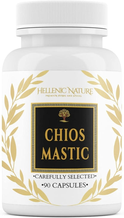 Premium Chios Mastic Natural SUGARLESS Gum Capsules - Especially Selected to Improve Health - Vegan Breath Care, Organic, No Carb Diet, H Pylori