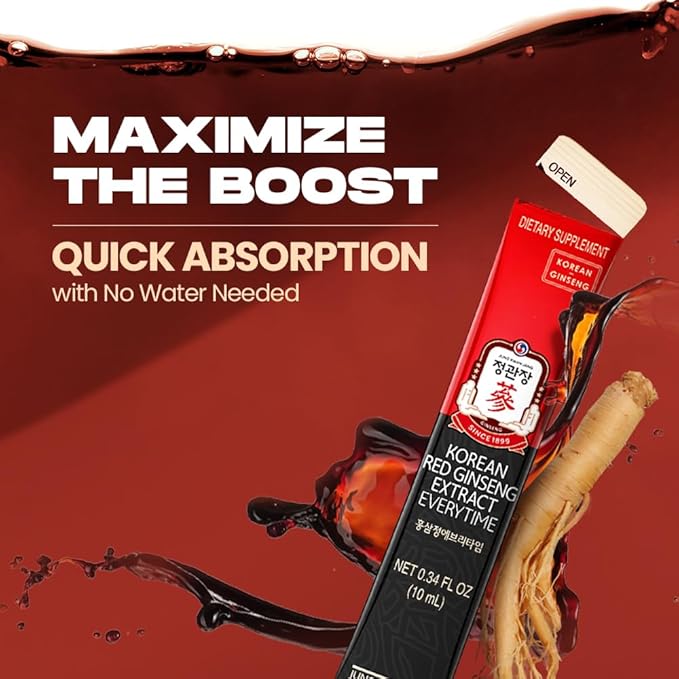 CheongKwanJang Korean Red Ginseng Extract Everytime 3000mg | Sugar Free Energy Supplement, Ginseng Tea, Ginseng Supplement, Korean Food | Energy Boost,Stamina | 30 Count