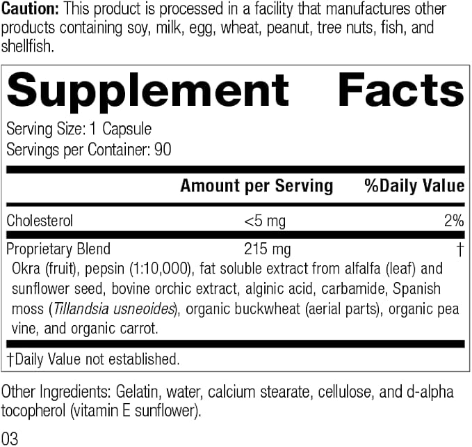 Standard Process Okra Pepsin E3 - Whole Food Digestion and Digestive Health, Cholesterol, Bowel and Bowel Cleanse with Pepsin, Alfalfa, Spanish Moss, Buckwheat and Okra - Gluten Free - 90 Capsules