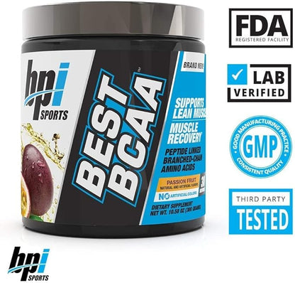 BPI Sports Best BCAA - The Building Blocks of Protein and Muscle - Supports Metabolism - Omega 6 - Passion Fruit, 30 Servings, 300 g