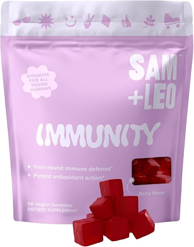 Immunity Gummies - All Natural, Vegan Immune Support for Kids & Teens - Echinacea, Vitamin C, Vitamin D3, Propolis and Elderberry Gummies - Berry Flavor - 60/ct