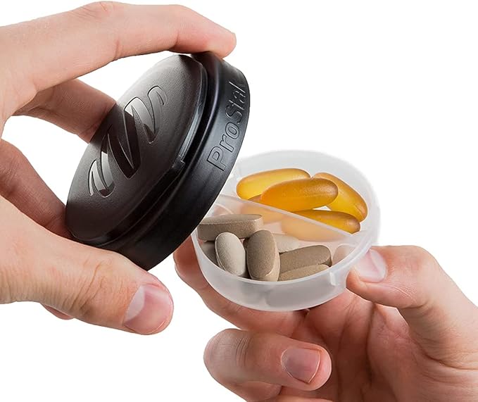 BlenderBottle Shaker Bottle with Pill Organizer and Storage for Protein Powder, ProStak System, 22-Ounce, Cyan