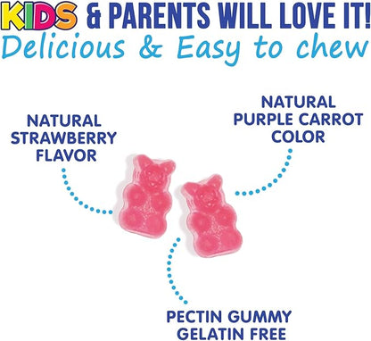 Fiber Gummies for Kids Supplement - Daily Prebiotic Fiber for Kids, Supports Regularity, Digestive Health & Immune Support, Nature's Plant Based Chicory Root Vitamins, Vegan, Berry Flavor, 60 Gummies