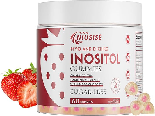 Inositol Gummies, Inositol Supplement with Myo-Inositol & D-Chiro Inositol + Vitamin D3, Ideal 40:1 Ratio, with Magnesium Glycinate 400mg, Supports Regular Cycle for Women, Vegan, 60 Gummies