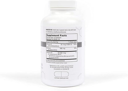 NBI Osteo-K Bone Support | Vitamin D & K Complex with Calcium Citrate Supplement | 45mg Vitamin K2 (MK4) for Strong Bone Health & Function | 180ct Veggie Capsules