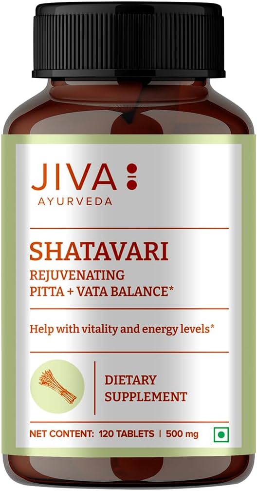 JIVA Shatavari Tablets 500mg | 100% Pure & Natural Supplement for Men & Women - 120 Tablets (Pack of 1)