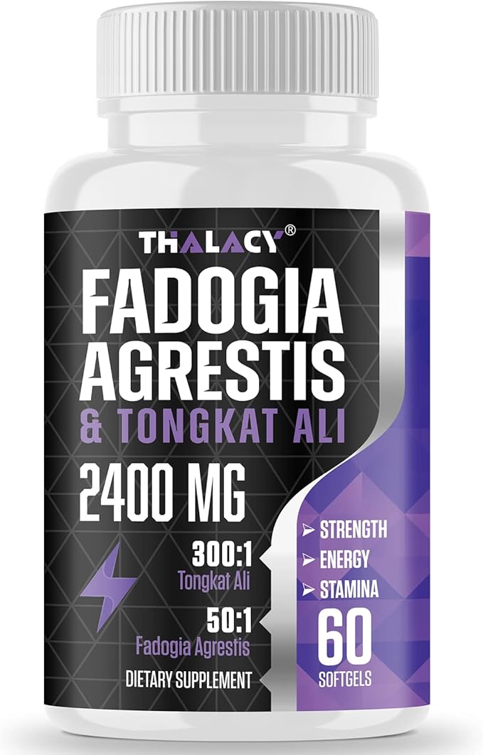 2400mg Fadogia Agrestis Tongkat Ali Supplement - Fadogia Agrestis 1400mg & Tongkat Ali 1000mg Ultra Blend, Maximum Strength, Muscle Mass & Athletic Performance, 60 Softgels